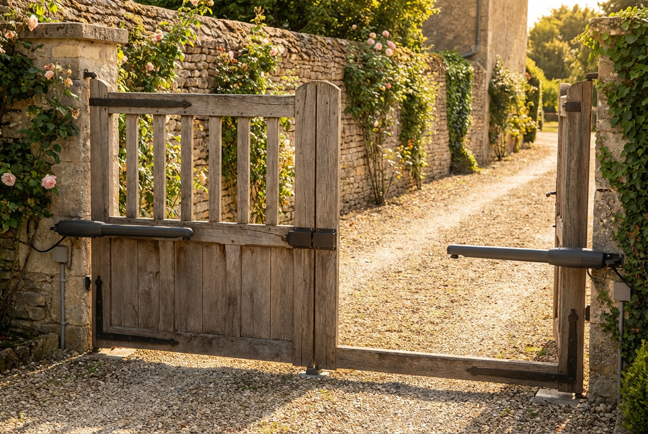 Motorisation portail battant en bois avec moteur discret